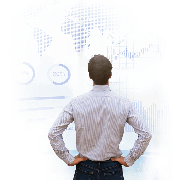Enterprise Risk Management ERM software professional examining charts on whiteboard