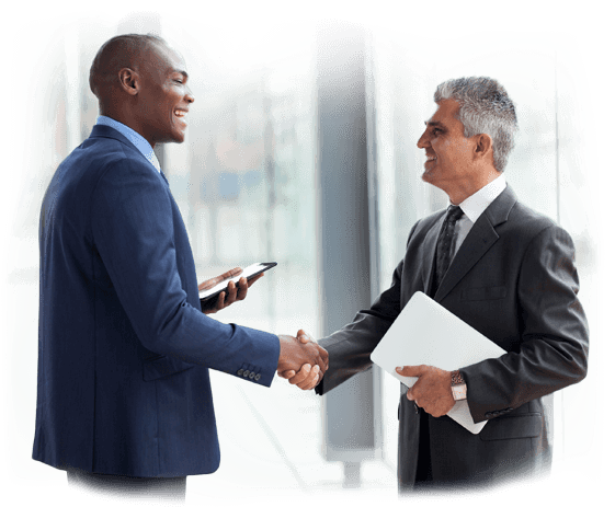 Third party risk management professionals shaking hands