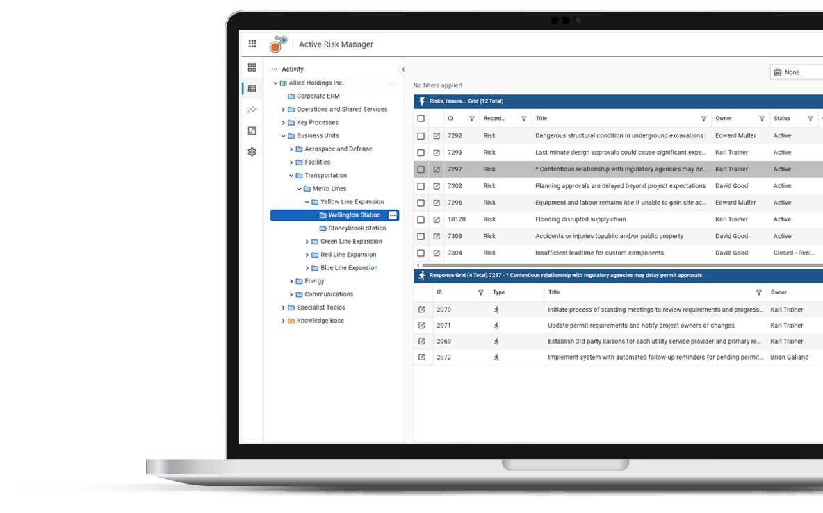 Active Risk Manager dashboard on laptop screen