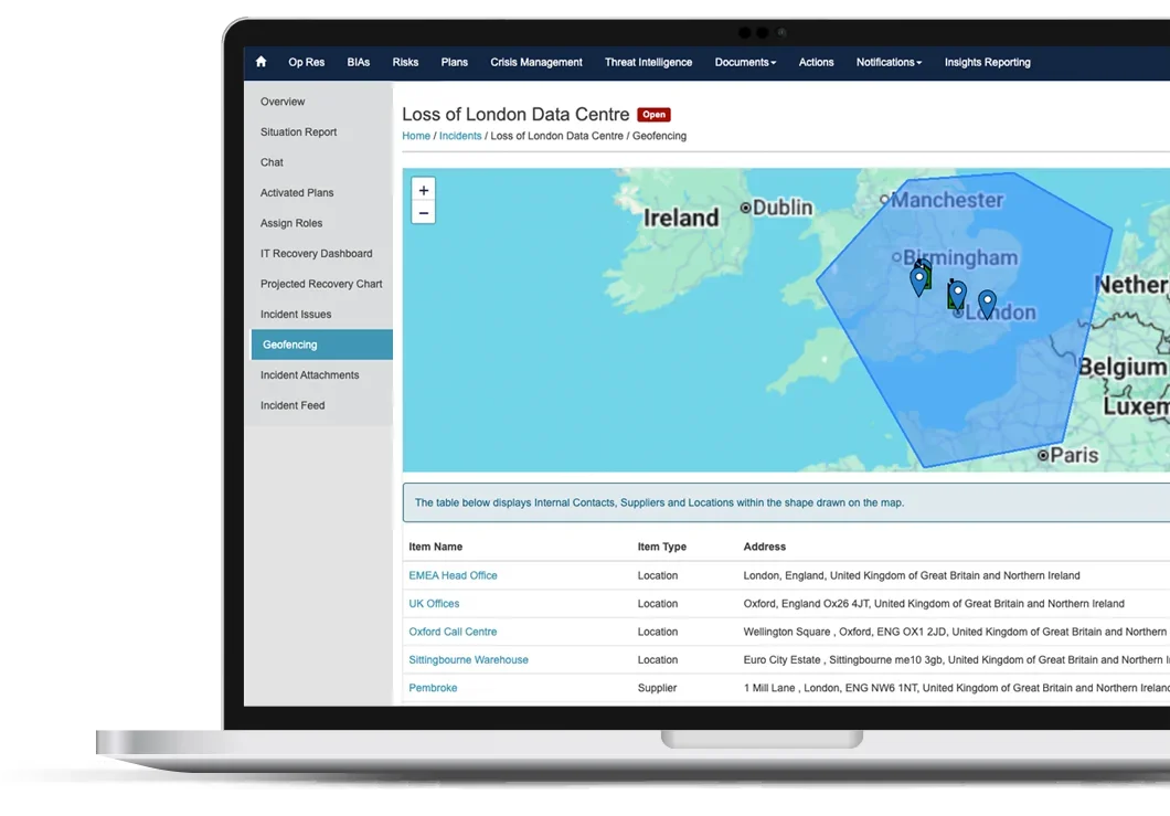 Crisis Management Software Crisis Management Software dashboard on laptop screen