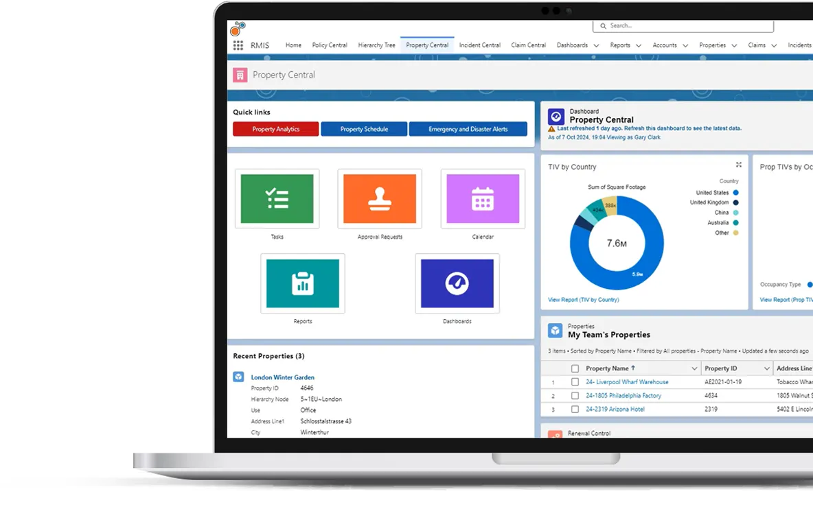 RMIS software screen RMIS software on laptop screen