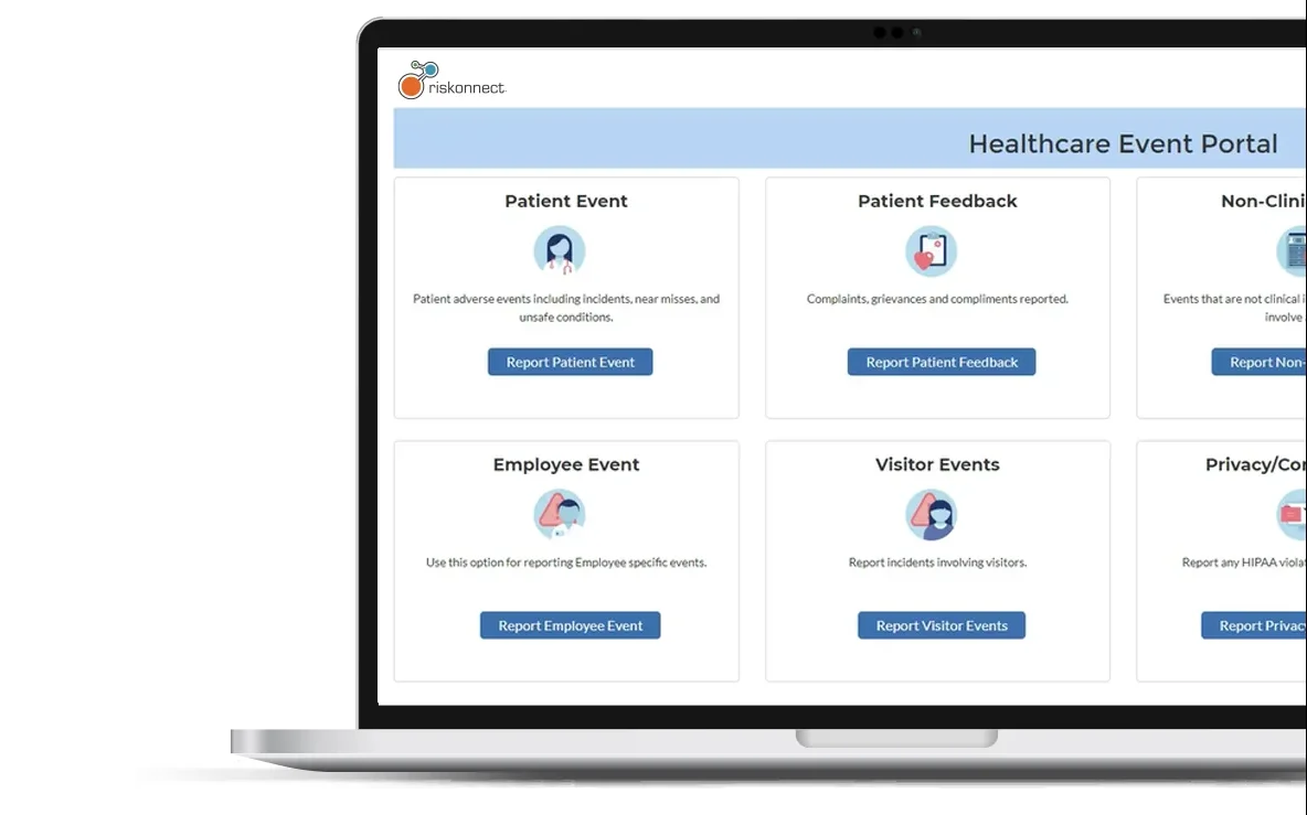 Healthcare risk management software Healthcare risk management software on laptop